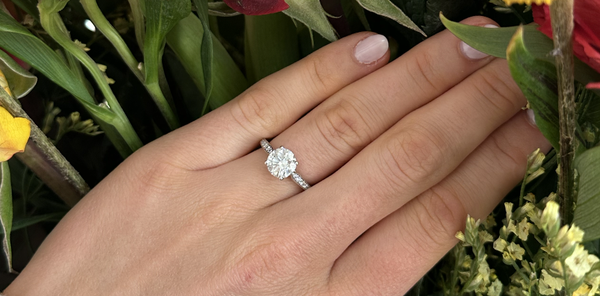 A classic round solitaire diamond ring
